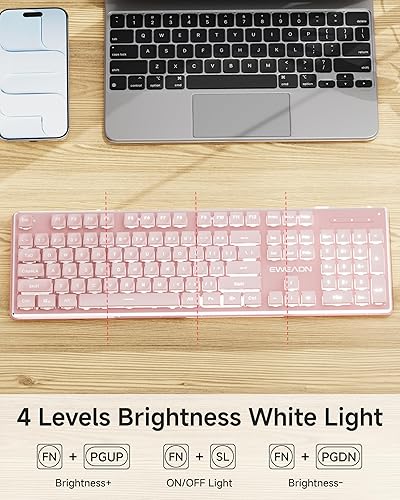 Miniatura 3 de V3 - Teclado y mouse inalámbricos con retroiluminación única, panel de metal, Bluetooth2.4G recargable, teclado y mouse combinados, silencioso,