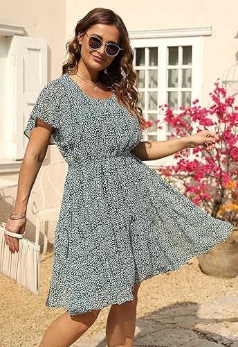 Miniatura 4 de Nemidor NEM297 - Vestido casual de verano con estampado, de gasa para mujer, talla extragrande, con manga con volantes, por debajo de la rodilla
