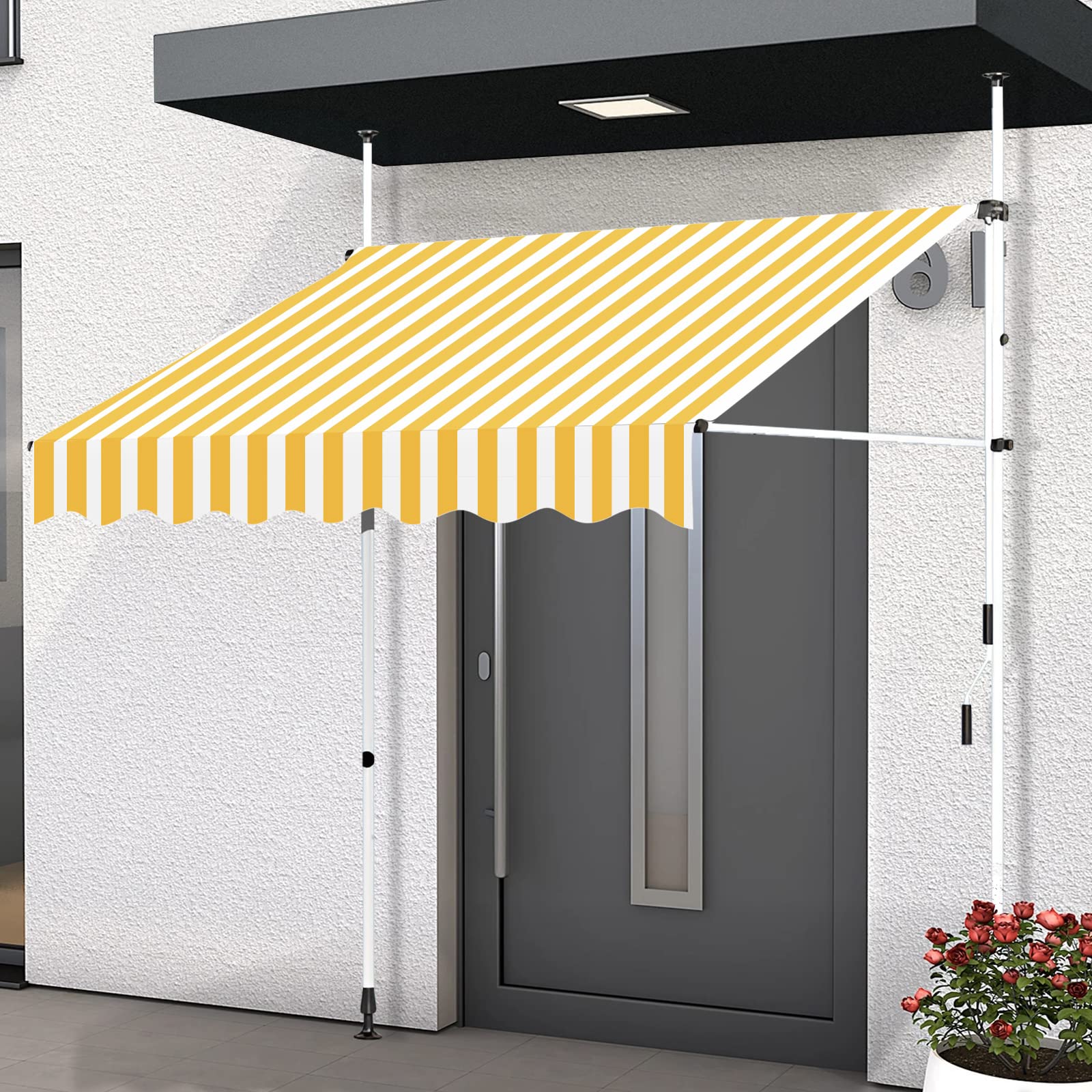 Auvent de terrasse d'extérieur manivelle réglable 3,5 m pour un été au frais