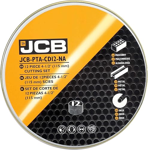 Miniatura 2 de JCB - Juego de discos de corte de 12 piezas  Discos de 4-12  Adecuado para cortar varios materiales lata de almacenamiento y varios discos abrasivos