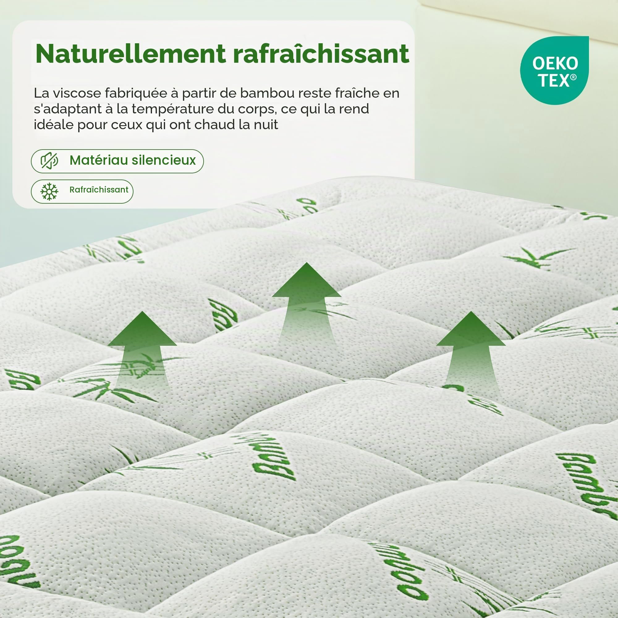 Surmatelas 140x200cm Protège Matelas en Viscose de Bambou 1000g/m² Doux | Sur Matelas 2 Personnes, Ultra-Doux, Grand Bonnet jusqu’à 40 cm, Hypoallergénique, Respirant et Lavable en Machine