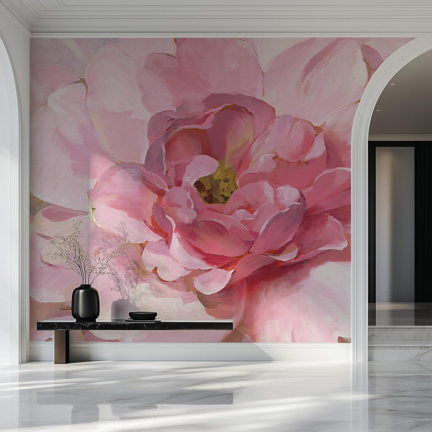 Peel and Stick Self Adhesive Canvas Wall Mural Bohemian Floral Leaf Wallpaper Removable Nature Wall Mural for Living Room Bedroom Office Home Decor Accent Wall (B, 137''X98'')