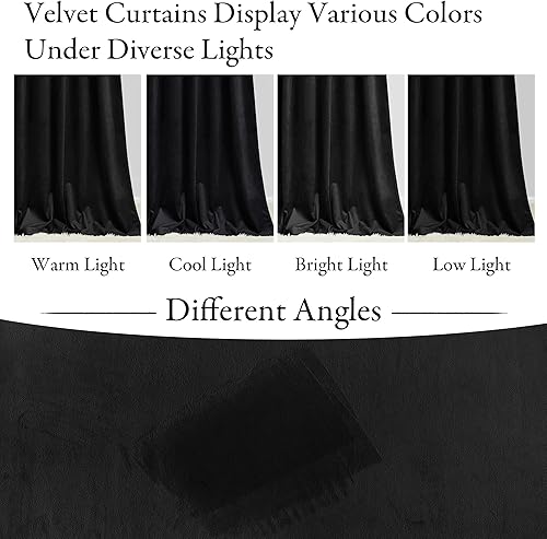 Miniatura 7 de KGORGE Cortinas de terciopelo negro de 84 pulgadas de largo, súper suaves, para oscurecer la habitación, cortinas aislantes térmicas para
