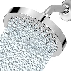 Soffione Doccia Alta Pressione 5 Modalità - 15cm, Testa Rotonda Regolabile, Cromo, Risparmio Idrico - Foto 9