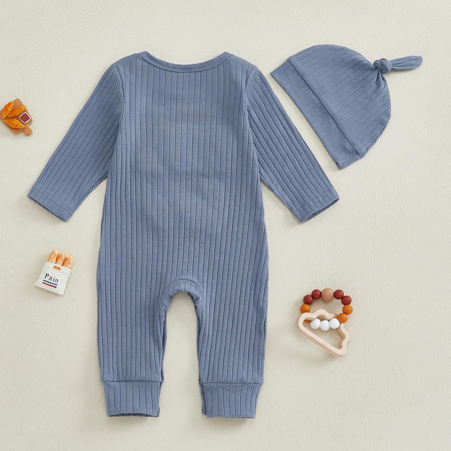 pengnight Newborn Baby Boys Girls Romper Long Sleeve Lil Bro Letter Print Solid Color Bodysuit Jumpsuit - Image 4