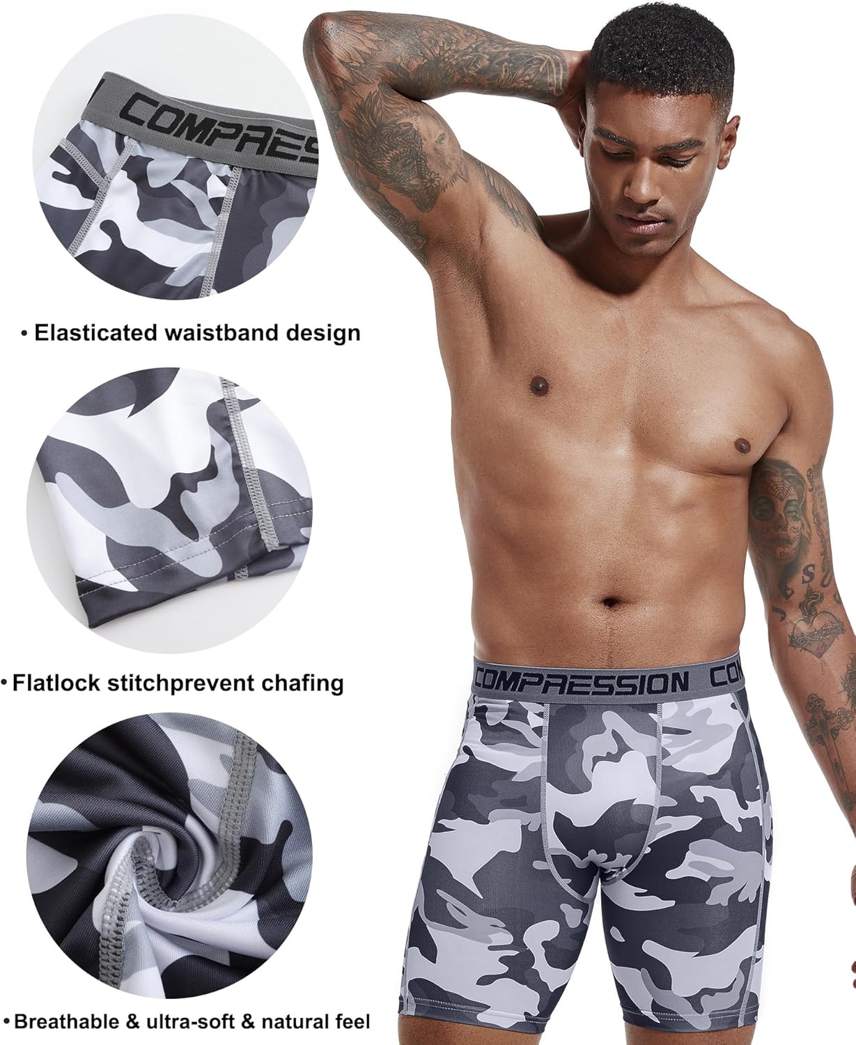 Holure Men's Performance Compression Shorts Athletic Workout Running Underwear (3 or 5 Pack)