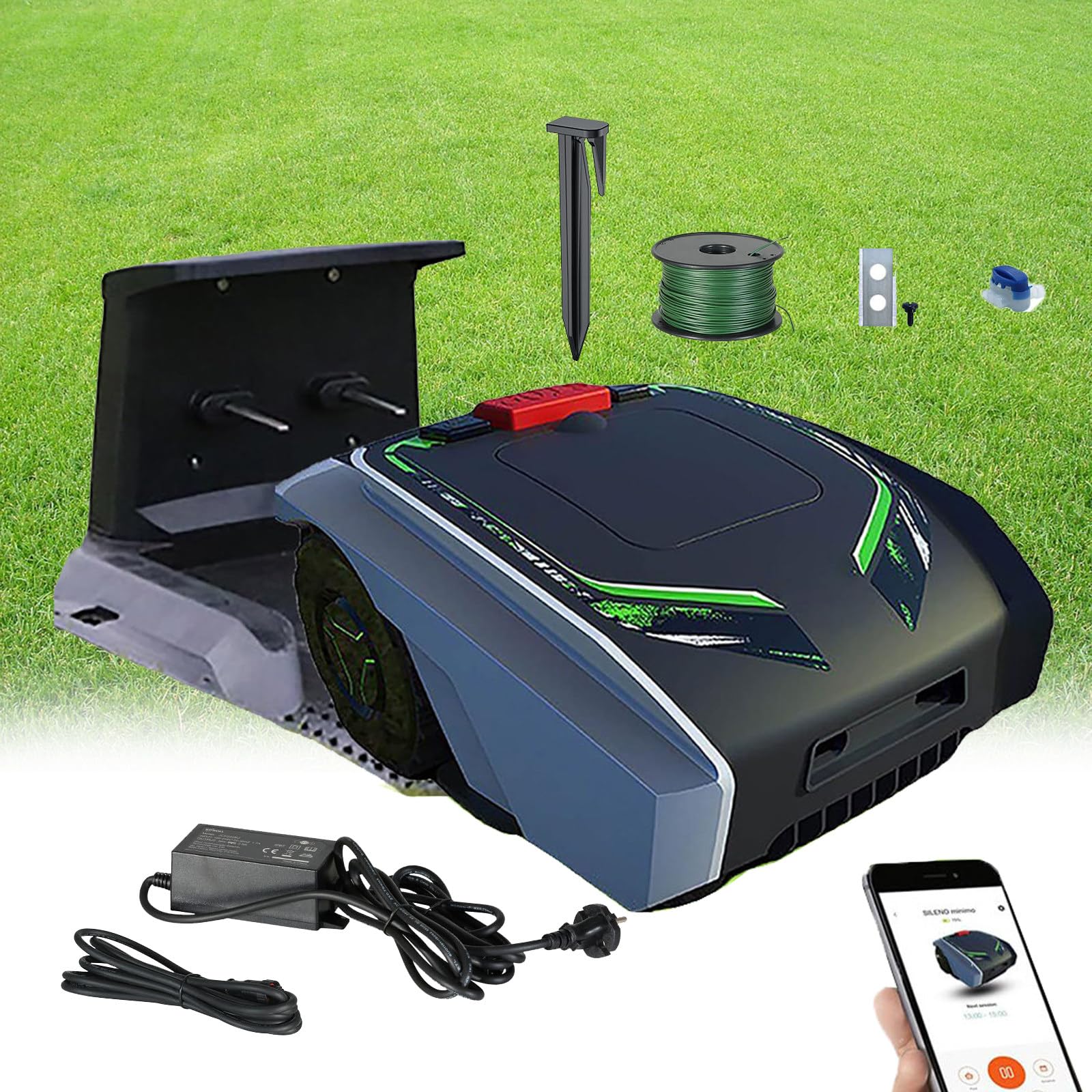 Tosaerba Intelligente Completamente Automatico,Tosaerba Da Giardino,Robot Da Prato,Pianificazione Automatica Del Percorso + Evita Automaticamente Gli Ostacoli + Ricarica Automatica,Per Prato/Giardino