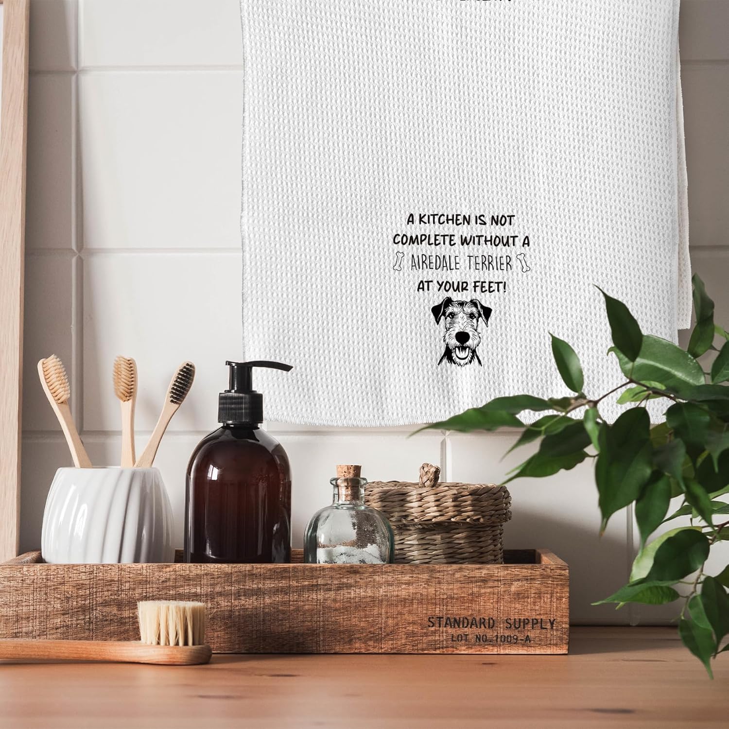 TNUW Funny Airedale Terrier Dog Paw Gifts Kitchen Towels 16X24In Set of 2, Decorative Hand Tea Towels for Home Decor, Dog Lovers Gifts for Women - Image 5