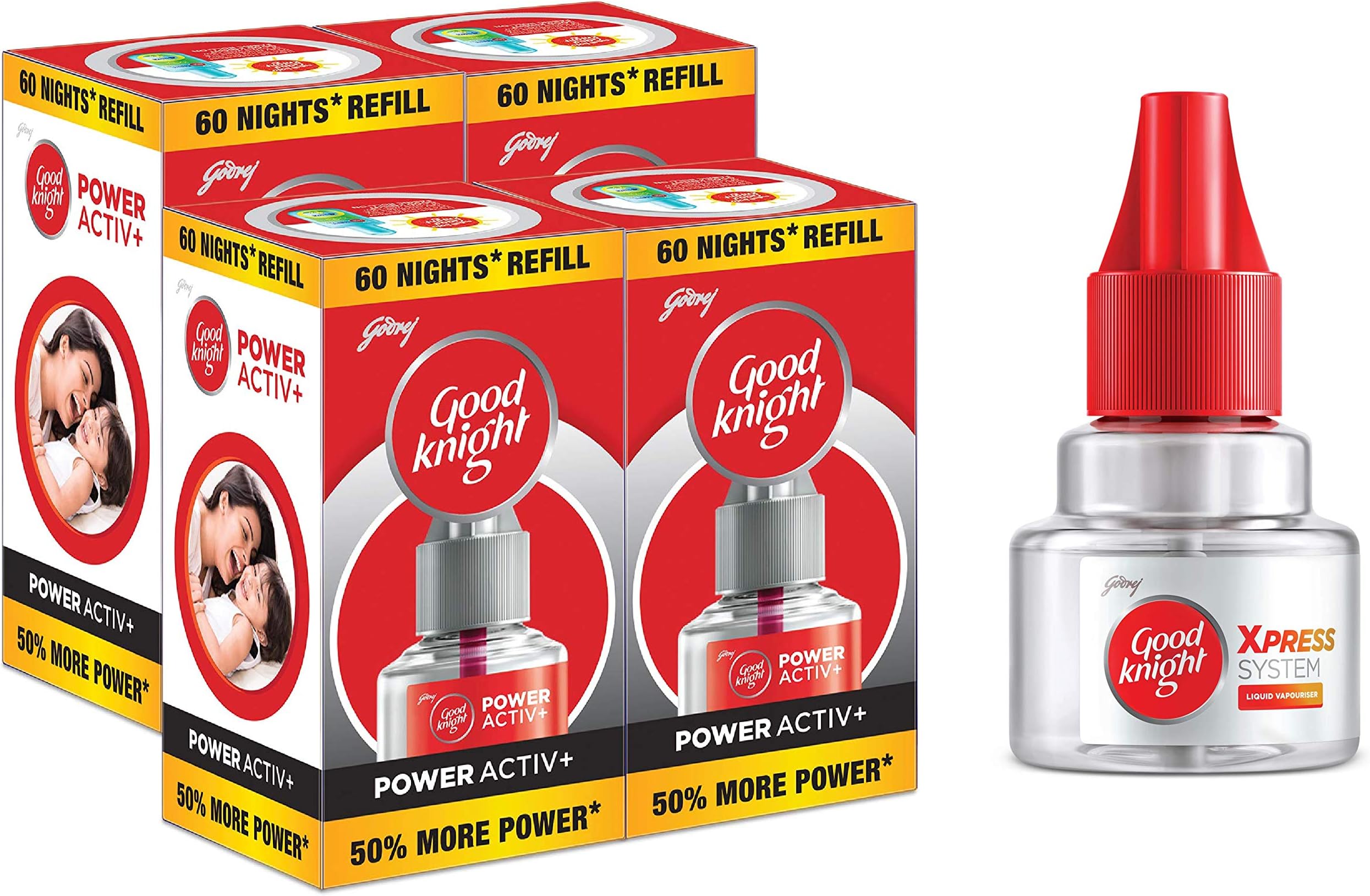 Good Knight Power Activ+ Jumbo Pack (45ml*4U)&Good knight Xpress System Liquid Cartridge,35ml