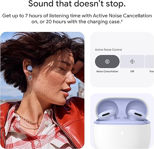 Miniatura 7 de Google Pixel Buds 2a - Auriculares inalámbricos Bluetooth con cancelación activa de ruido y modo de transparencia, ligeros, ajuste cómodo, batería