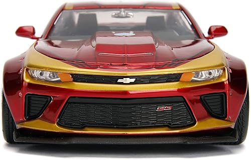 Miniatura 3 de Jada Toys Marvel Iron Man y Chevy Camaro 2016 coche fundido a presión, vehículo a escala de 1:24 y figura de metal de colección de 2.75 pulgadas