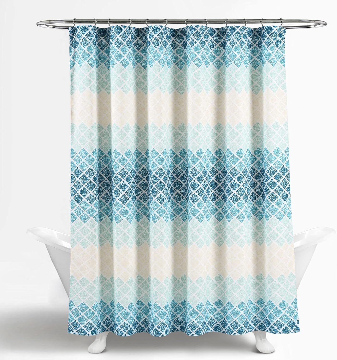 Lush Decor Medallion Ombre Shower Curtain, 72" x 72", Blue & Navy