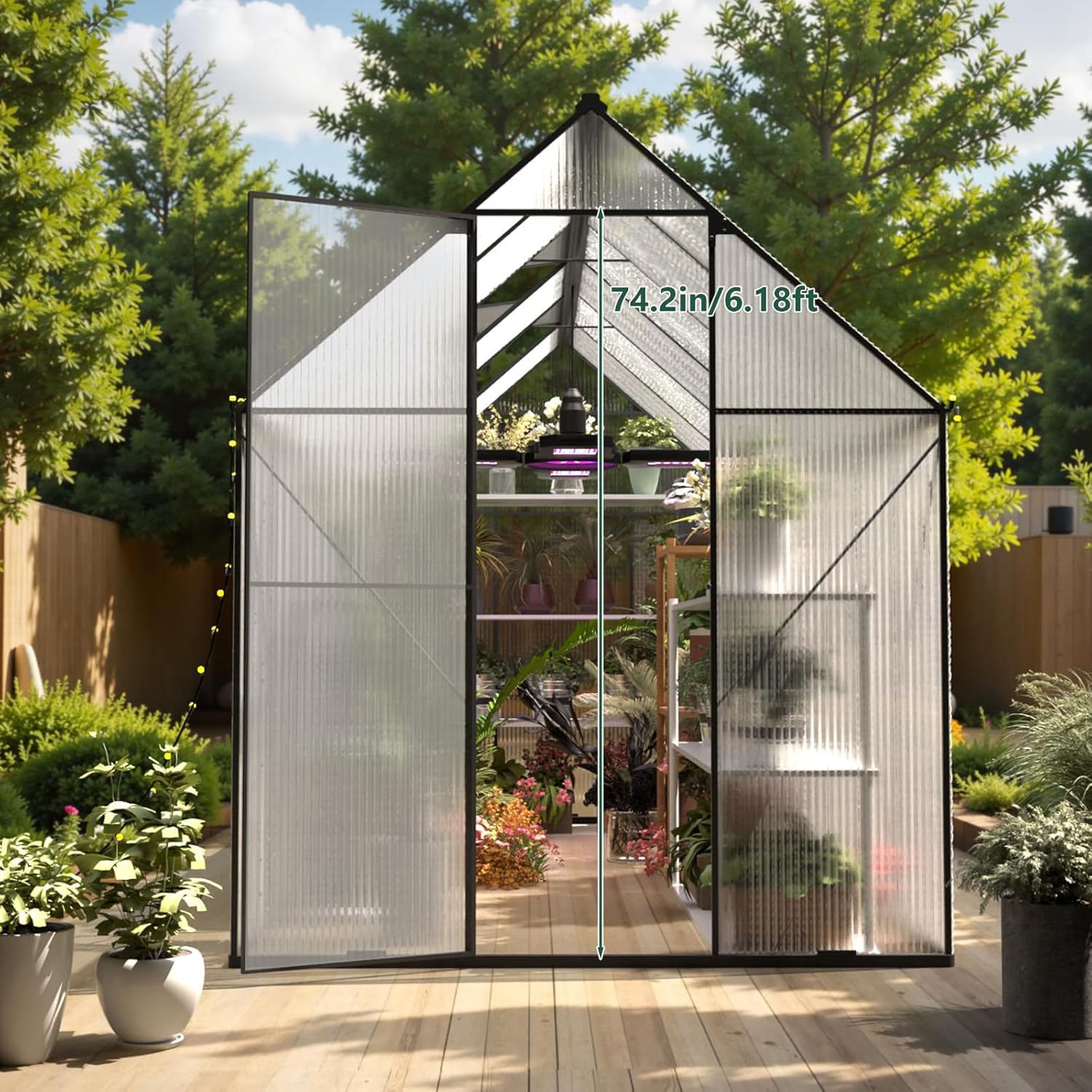 Greenhouse frame with initial wall panels installed