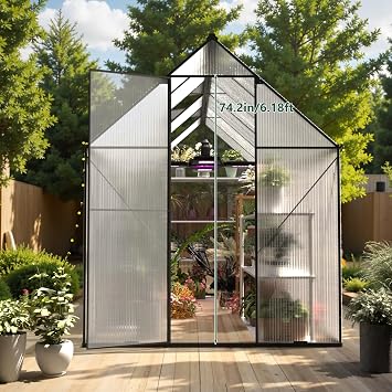 Green House for Outside, Greenhouse for Outdoor, Heavy Duty Polycarbonate Greenhouse, Walk-in Garden Greenhouses, Backyard Green Houses