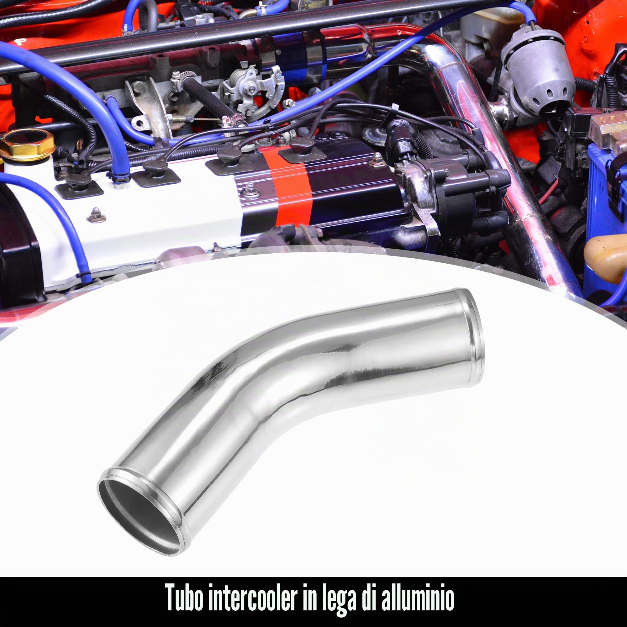 QUARKZMAN Tubo Intercooler in Lega di Alluminio per Auto Universale, Diametro Esterno 80mm (3.15") e Lunghezza Gamba 100mm (4"), Curva a 45 Gradi per Raccordi di Aspirazione dell'Aria