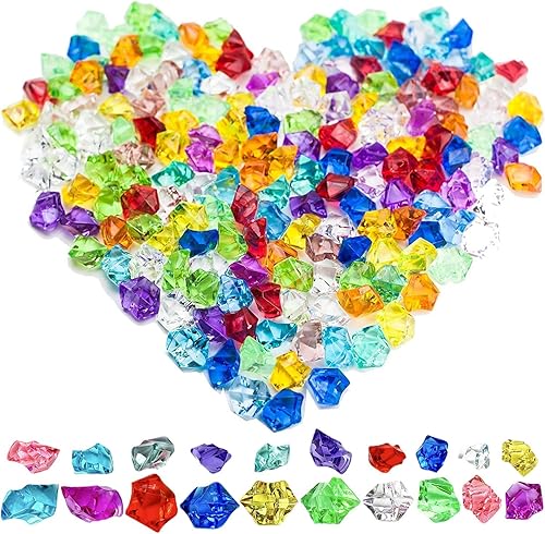 BetterJonny 435 gemas de cristales de rocas de hielo, 2 tamaños, cubos de hielo acrílicos irregulares, gemas del tesoro coloridas para rellenos de disponible en Yaxa Costa Rica