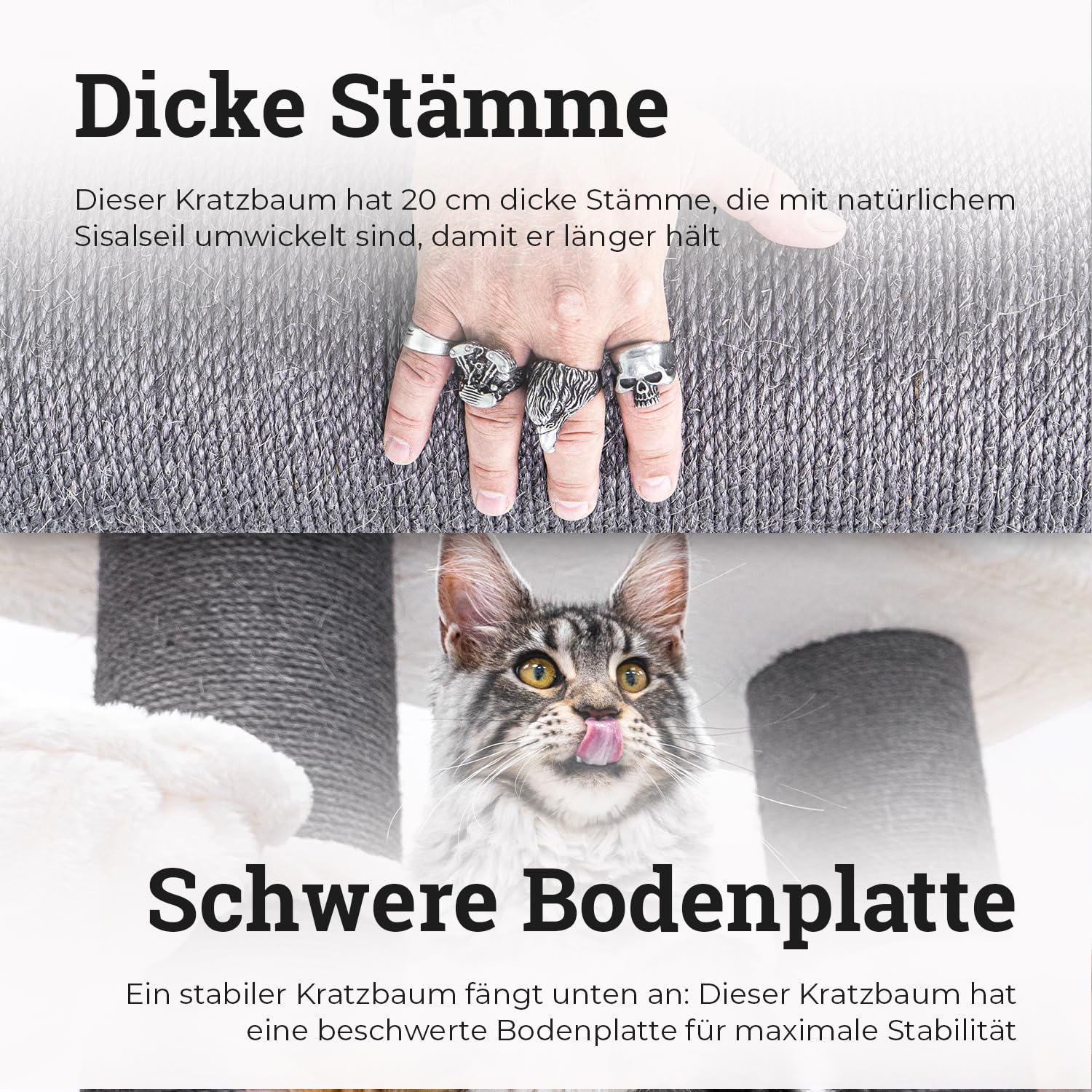 Petrebels Maine Coon drapak XXL, syberyjski, wysokość 200 cm, jakość premium, designerskie meble do drapania dla dużych kotów, kolor biały