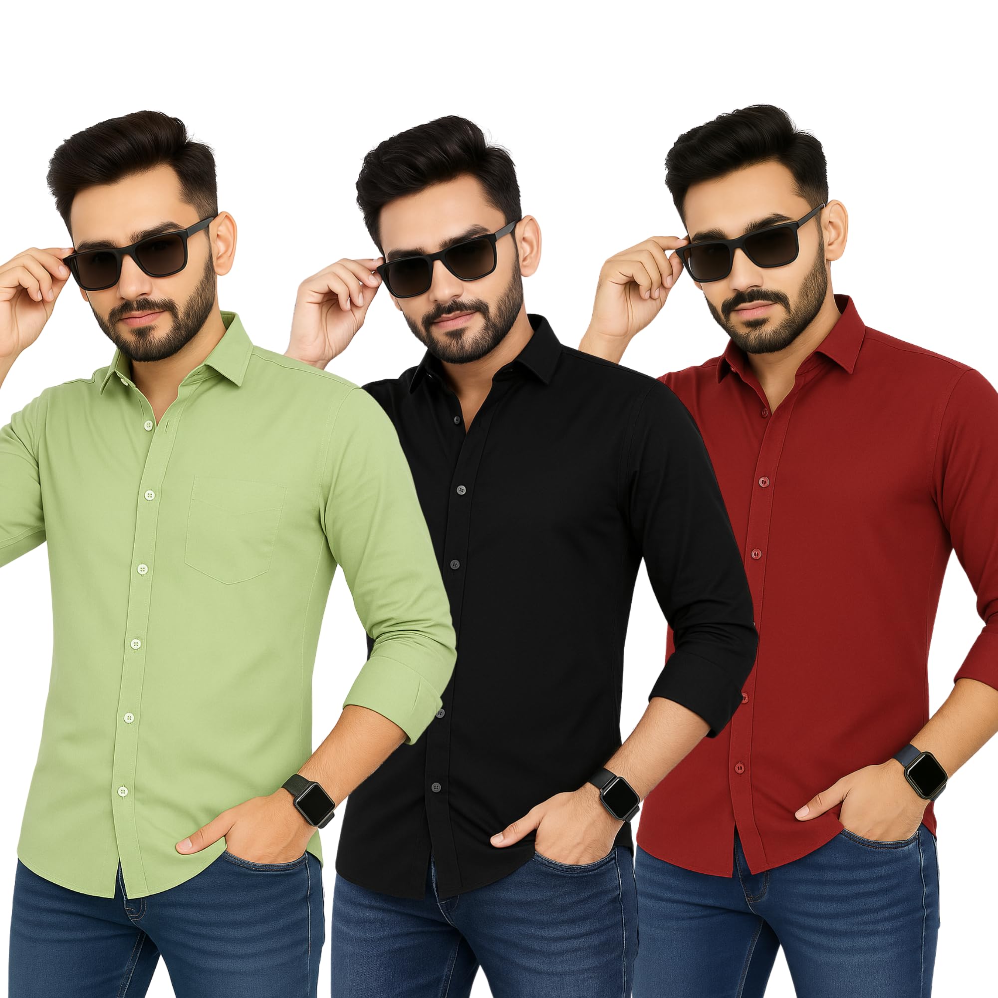 Men’s Polycotton Shirt Combo Pack of 3 | Regular Fit Casual & Formal Wear | Wrinkle Resistant | Soft & Breathable Shirt for Men-picture-16