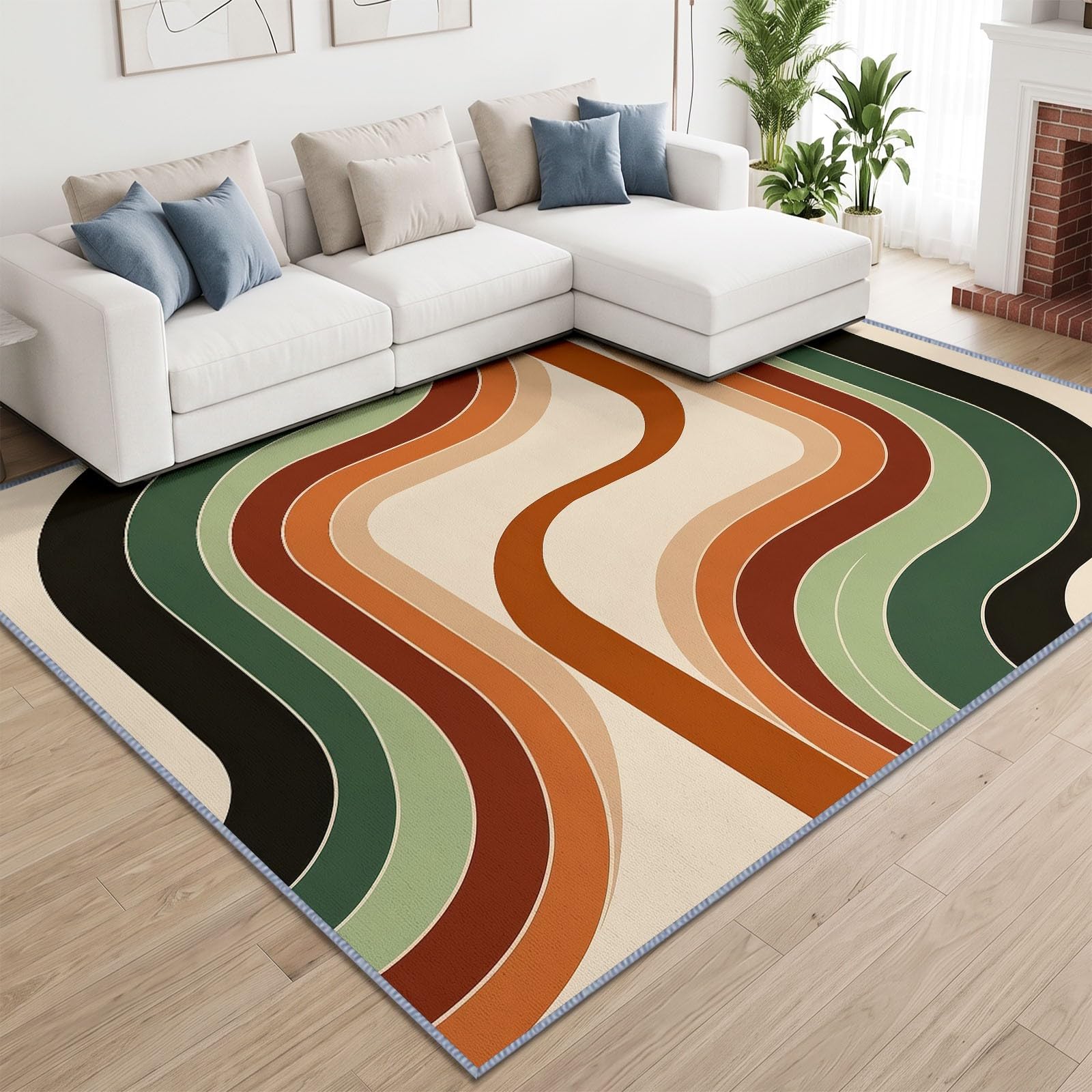 Générique Nastro, tappeto da soggiorno, lavabile, 160 x 230 cm, lavabile in Boemia, astratto, antiscivolo, lavabile in lavatrice, a pelo corto, morbido, per soggiorno, camera da letto o ufficio