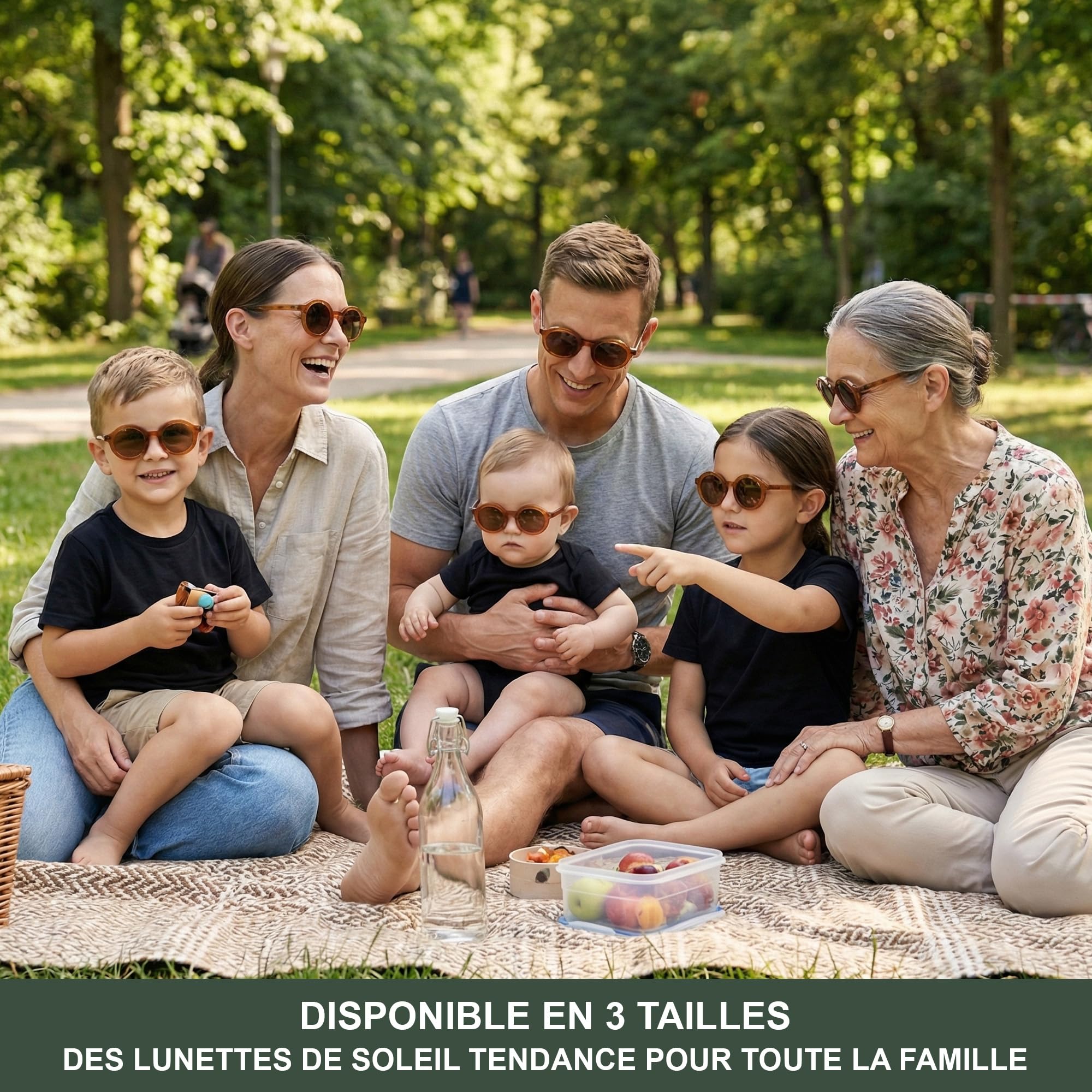 BABYMOCS Lunettes de soleil pour bébé de 0 à 1,5 ans I Protection 100 % UV400 Cat.3 I Cadre en bioplastique recyclé sans BPA I Lunettes de soleil rondes pour bébé garçon et fille I Design suédois I