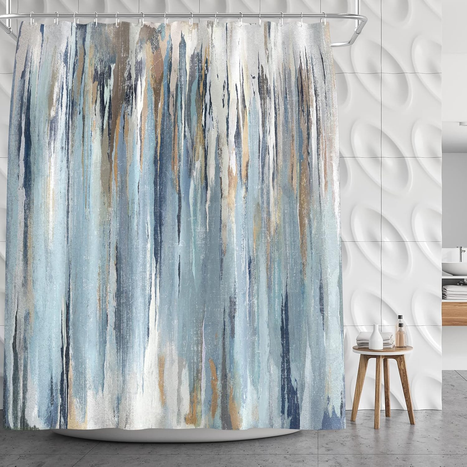 Abstract Shower Curtain 180 X 180cm with 12 Hooks Modern Aesthetic