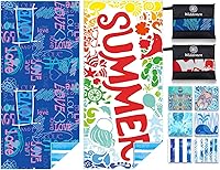 Vista 10 de Paquete de 2 toallas de playa ligeras de microfibra, sin arena, de secado rápido, absorbentes, delgadas y compactas, para piscina, camping