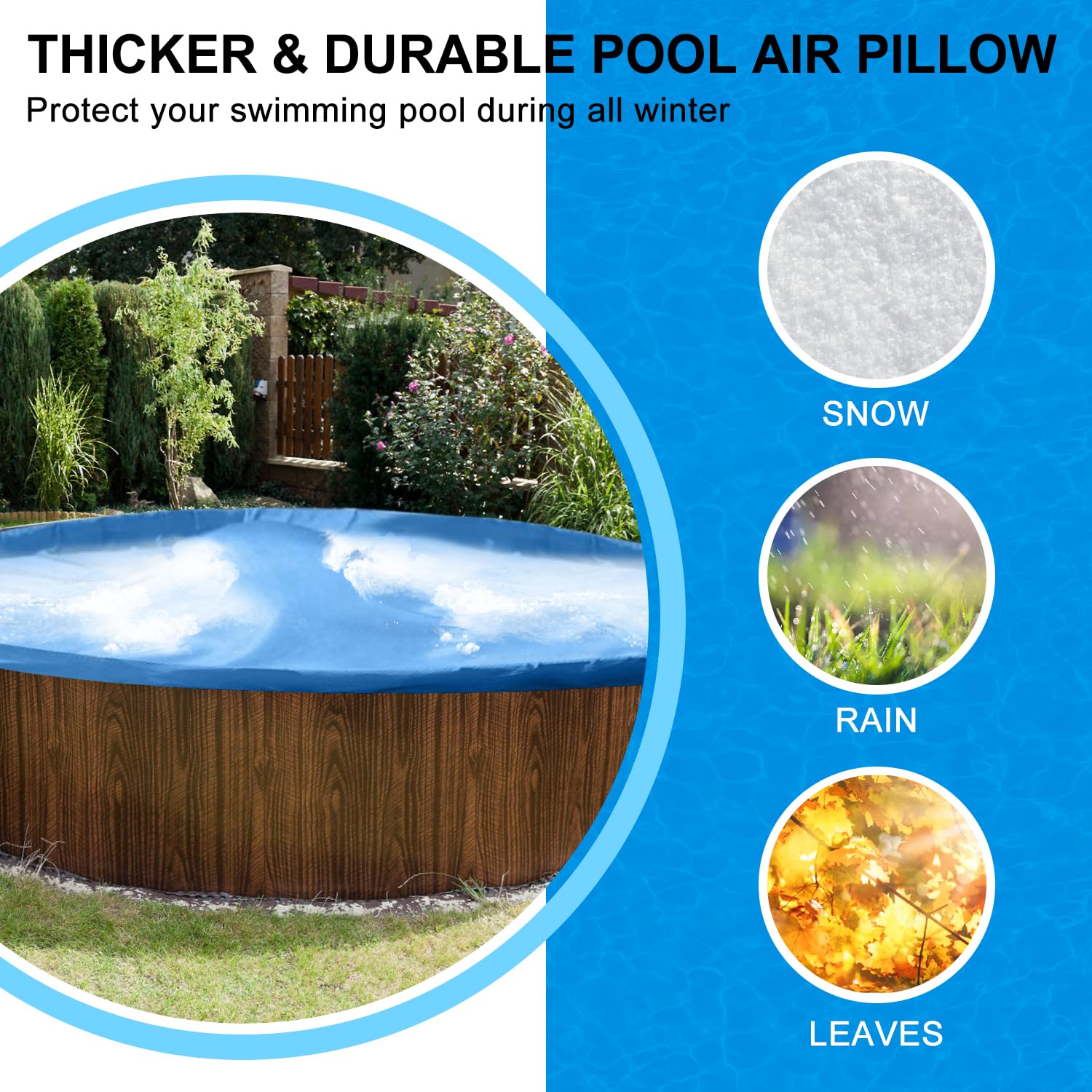 Poolkissen 122 X 122 Cm Für Oberirdische Pools – 0,4 Mm Stark, Kältebeständig, Mit Seil Zum Überwintern