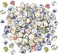 Lanyani Broken Blue & White Porcelain Mosaic Tiles - Irregular Ceramic Shards for Crafts, 12x12 Inch Coverage
