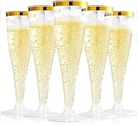 Vista 9 de TemBe 100 copas de champán de plástico desechables, vasos de tostado de 4.5 onzas para decoración, boda, cumpleaños, fiesta de despedida de soltera
