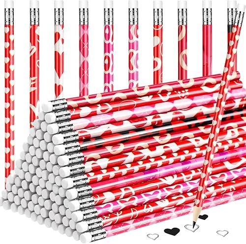 Yexiya 300 lápices para el día de San Valentín para niños diseño novedoso de corazón cupido rosa con estampado de amor varios lápices para niños