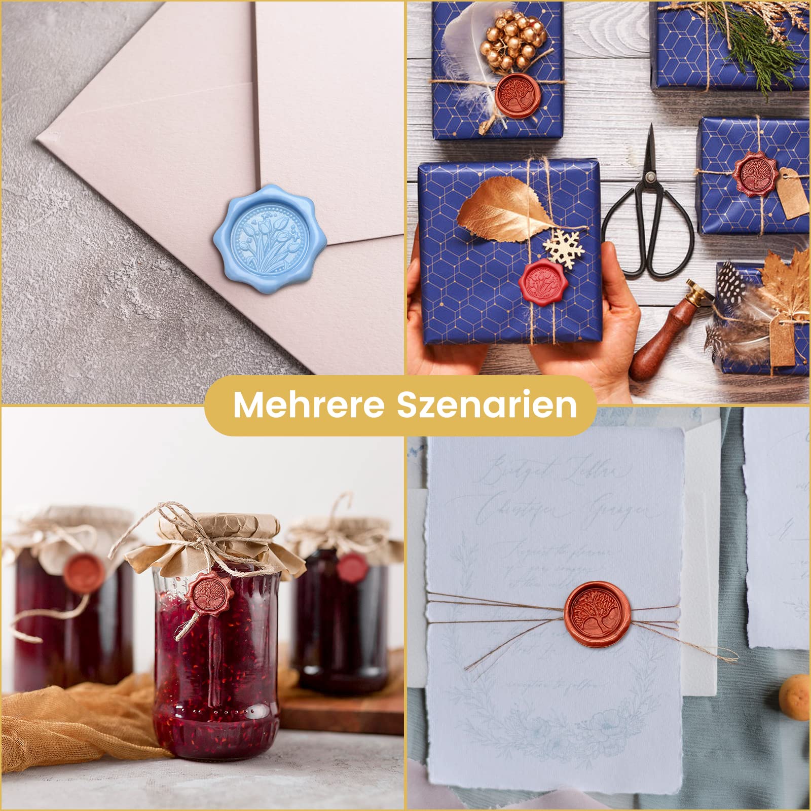 Moldes de sello de cera de metal para sellos de cera de 1 pulgada, forma de flor redonda estrella de ocho puntas, para invitaciones de boda, álbumes de recortes, sobres tarjetas de felicitación,