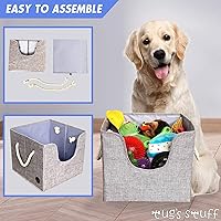 Vista 5 de Tug's Stuff Contenedor de juguetes para perros de alta calidad y canasta para mantas, almacenamiento para sala de estar y guardería, fácil