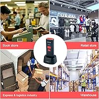 Vista 7 de VOTTAN Escáner de código de barras QR Bluetooth con soporte de carga, lector de código de barras de bolsillo 1D 2D PDF417 UPC, escaneo automático