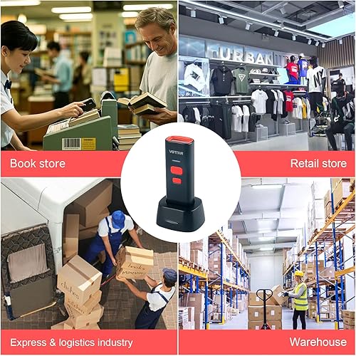 Miniatura 7 de VOTTAN Escáner de código de barras QR Bluetooth con soporte de carga, lector de código de barras de bolsillo 1D 2D PDF417 UPC, escaneo automático