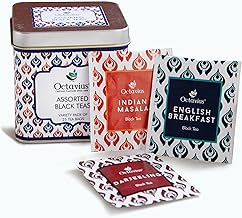 Octavius Assorted Black Tea - 25 Tea Bags | Tea Gift Sets | 3 Assorted Black Tea | Indian Masala, Assam, Darjeeling | Premium Tea Gift Box | Tea Gift Tin Pack | Tea Gift Box | Tea Gift