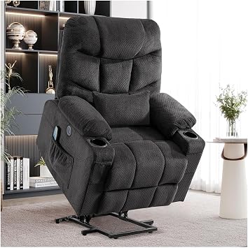 Home Theater Seating Power Lift Recliner Chair for Elderly and Massage, Power Recliner Chairs with Massage and Heat for Elderly Oversized Velvet Lazy Boy Electric Recliner Lift Chair for Adults