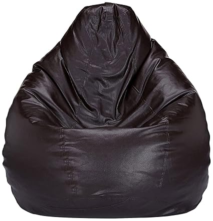 AMICA Bean Bag Cover Leatherette Brown Sofa Cover Chair Sturdy Zipper Recliner Bean Bag Cover Organizing Storage Water Resistant Furniture (No Filler), 16 cm, 14 cm