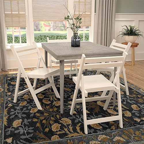 Miniatura 3 de COSCO XL Silla plegable con respaldo de listones de madera paquete de 2 color blanco