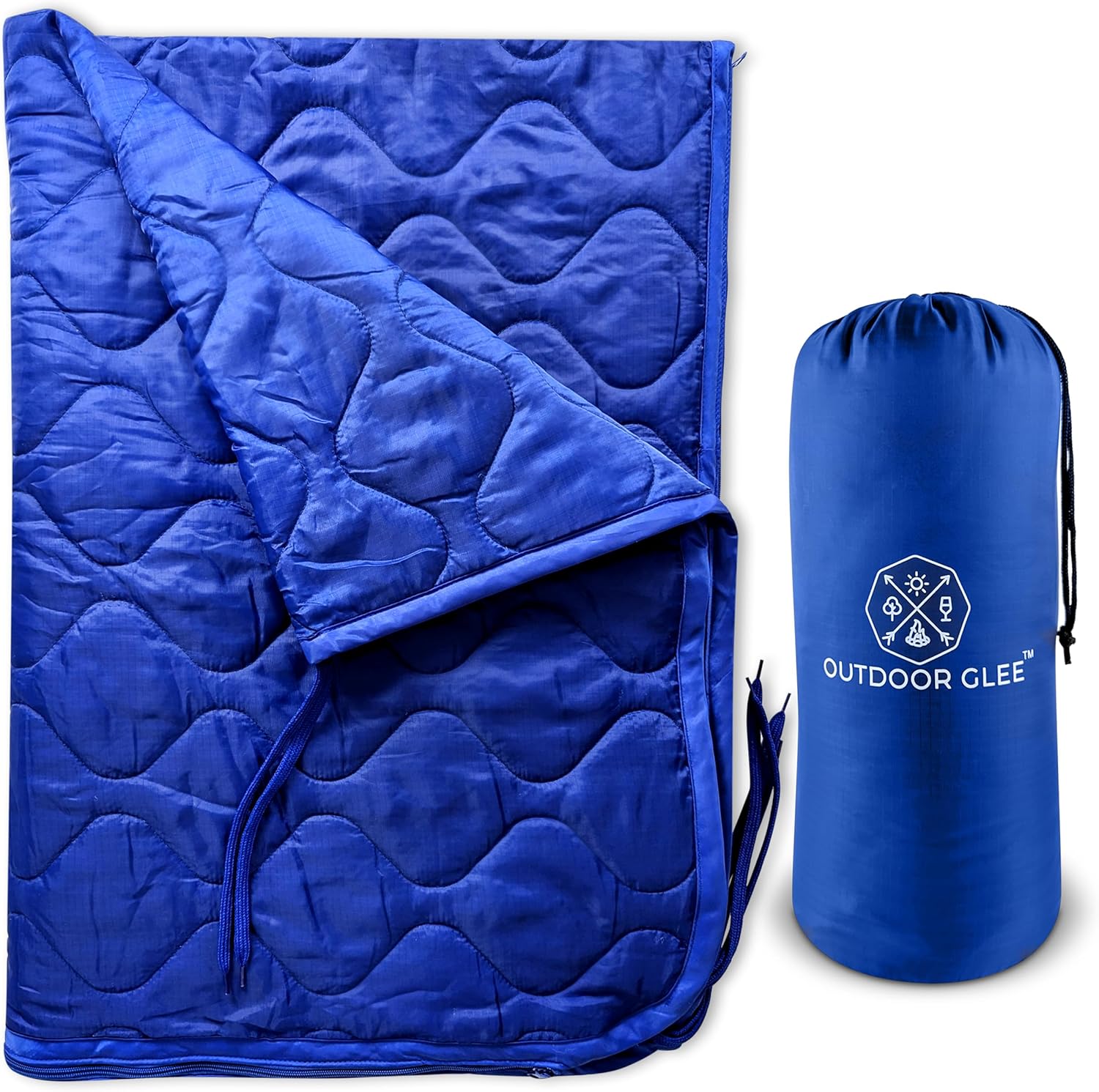 Wearable Blue Military Woobie Poncho Liner with Head Hole. Has Zippers That converts to Sleeping Bag. Water-Resistance, Ripstop Poncho Blanket with Drawstring Bag. Perfect for Outdoor Enthusiasts.