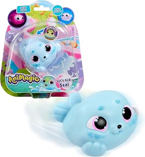 Animagic Let's Glo Seal Blue Stars | Squishy Aquatic Best Friend Floats in Water and Glows | Tactile Sensory Play for Kids Ages 4+