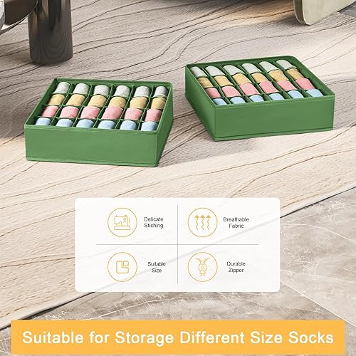 Miniatura 53 de Joyoldelf Organizador de cajones para calcetines, organizador de ropa interior, organizador de 16 celdas de tela, cajas de almacenamiento para Beige