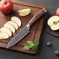 Vista 5 de Wakoli EDIB - Juego de cuchillos de cocina de Damasco de 2 piezas – Santoku y Santoku pequeño con núcleo VG10 hechas de cuchillas de acero