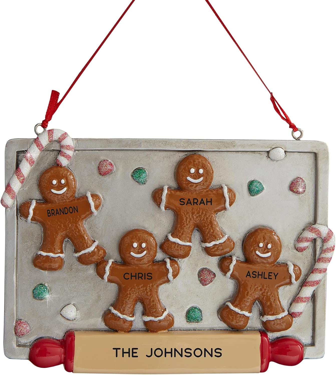 Personalization Universe Gingerbread Cookie Tray© Personalized Ornament- 3 Name