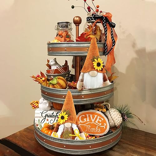 Miniatura 6 de 2 piezas de gnomo de otoño hecho a mano decoraciones de otoño de cosecha, festival, girasol, elfo, enano, decoración de felpa Tomte, bandeja