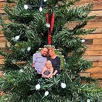 Vista 1 de Adorno de ladrillo con foto personalizada, adorno de Navidad personalizado, una manera divertida de decorar tu árbol (1)