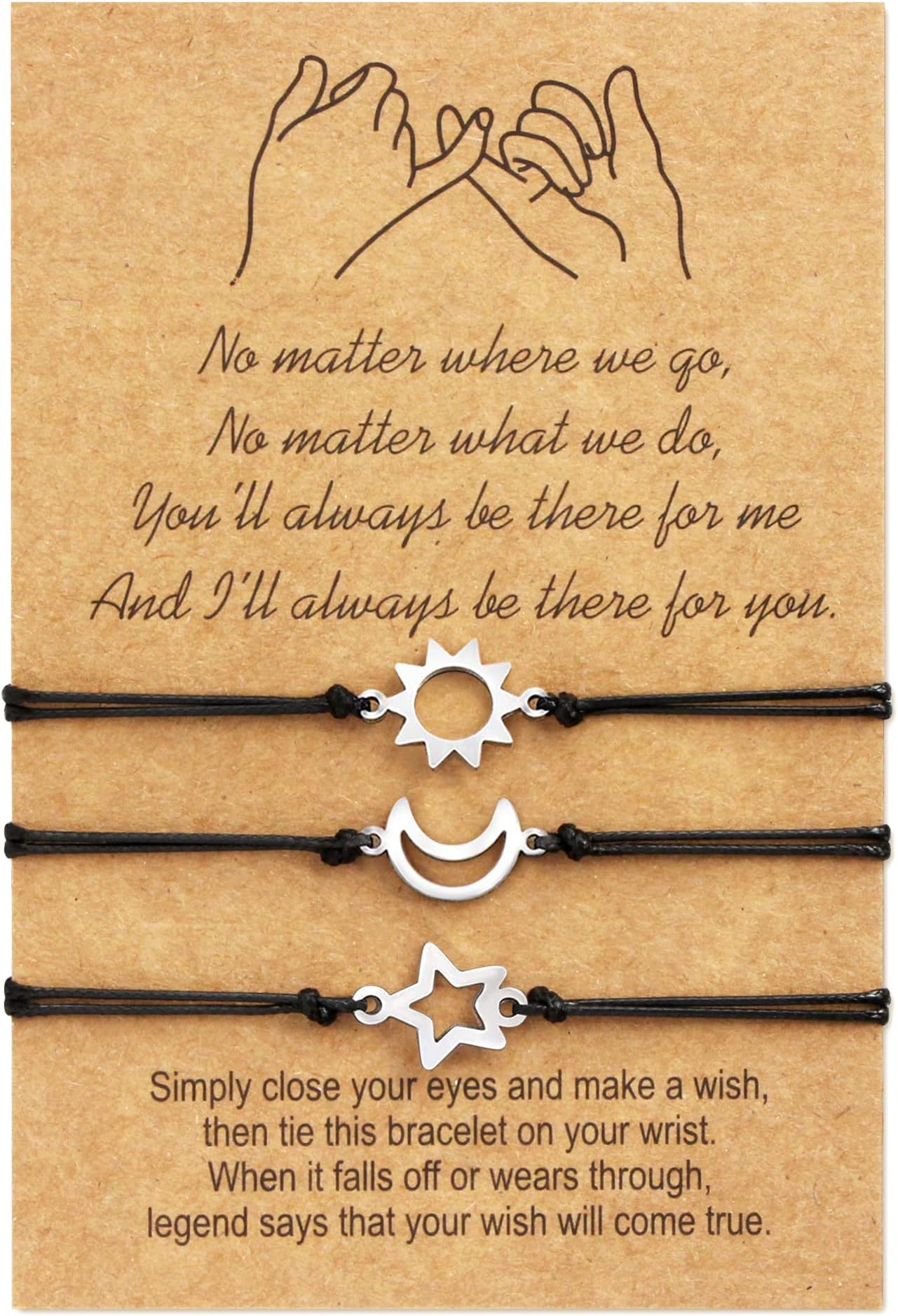 Me&HzPinky Promise Bracelet Sunflower/Cross/Heart/Compass Matching Couple Friendship Bracelets Mother Daughter Best Friend Gift for Women Girls, Leather, no gemstone