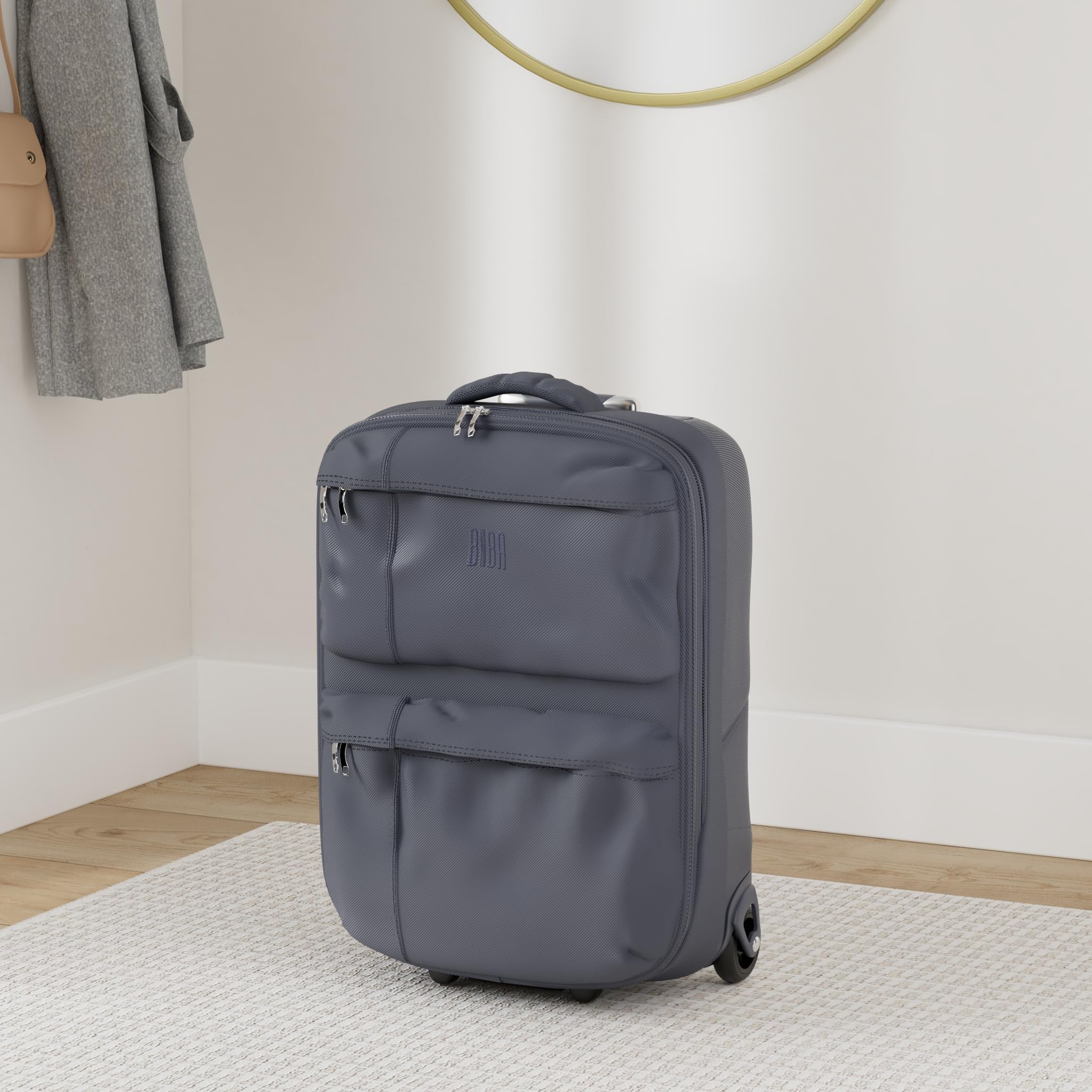 BIBA Valise de Voyage Type Trolley, Valise Meri G, poignée Trolley, Fermeture à glissière, Polyester + ABS