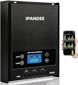 100A MPPT Solar Charge Controller 250VDC Max Input,99.9% Efficiency,12V/24V/36V/48V Auto,APP Monitoring,100 Amp LCD Display Solar Panel Regulator for Lithium/Lead-Acid Battery,Solar System RV Off-Grid