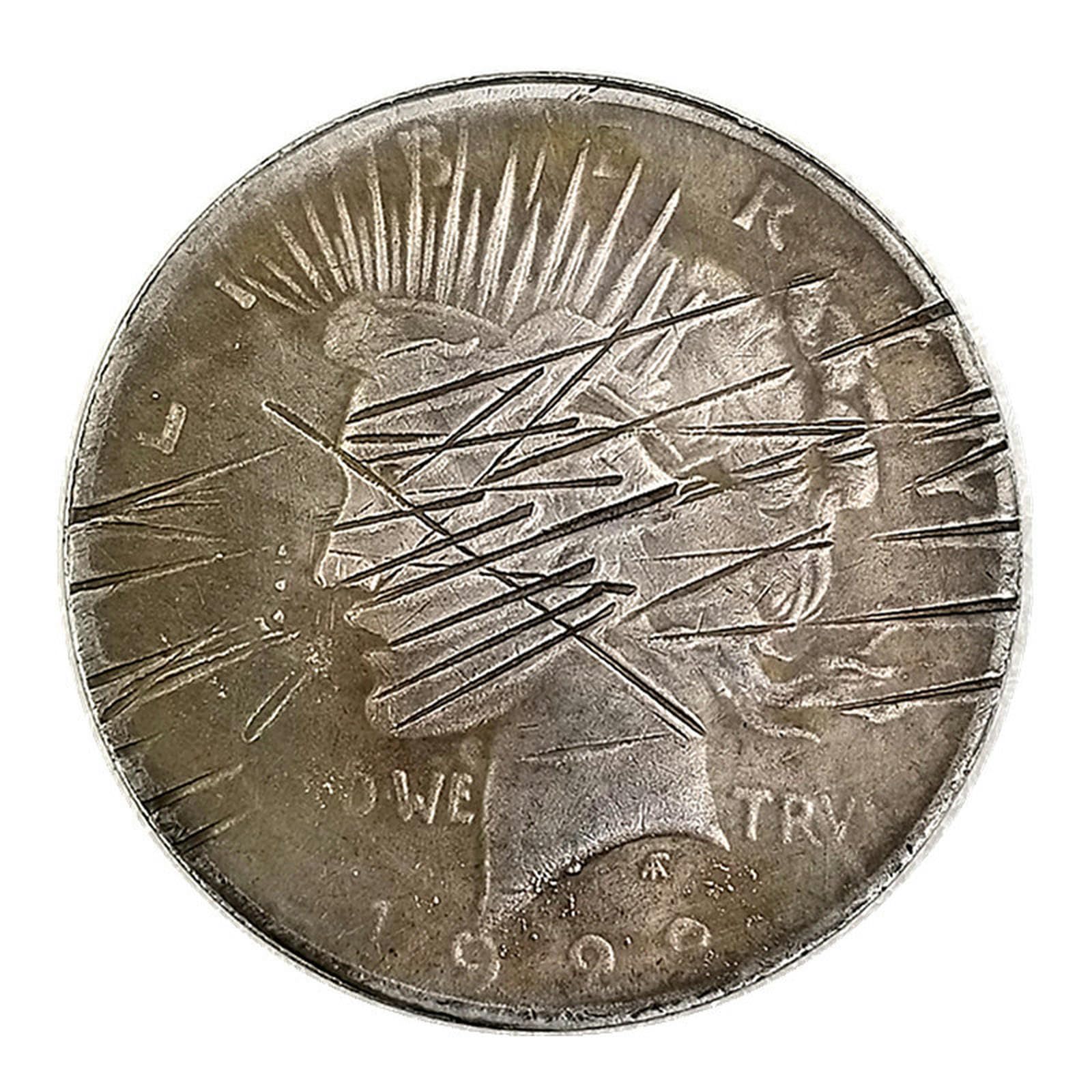 Minkate Silver Antique Crafts 1922 American Statue Of Liberty Double Sided Head Scratched Commemorative Dollar-Default