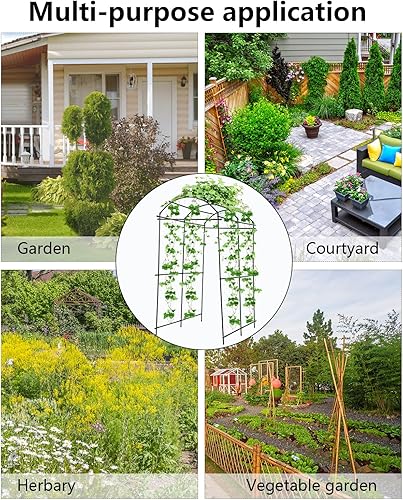 Miniatura 7 de Enrejado de arco de jardín para exteriores, pepino, enrejado arqueado de 7 pies de alto, enrejado grande de calabaza para jardín, cama elevada,